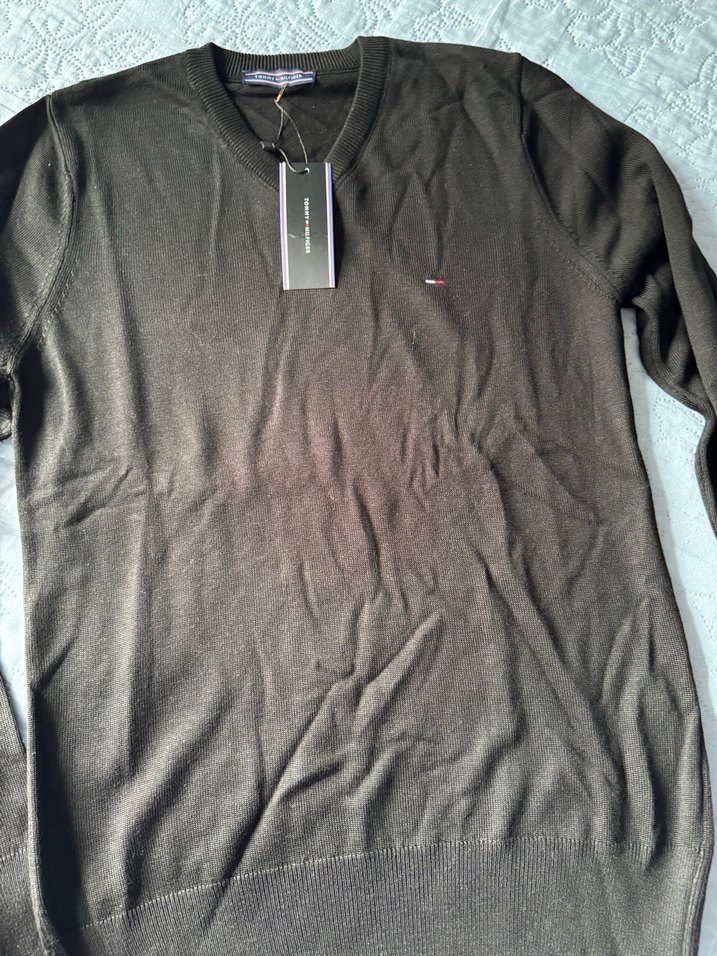 Tommy Hilfiger Gri Erkek V Yaka Kazak - Görsel 3