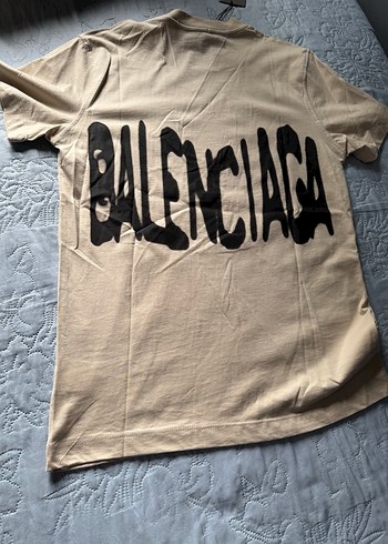 Bej Oversize Erkek Tişörtü, Kısa Kollu, Baskılı - Görsel 2