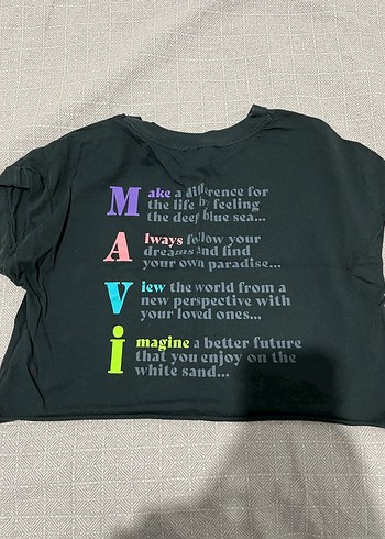 Mavi Baskılı Siyah Kadın Tişört - Görsel 3