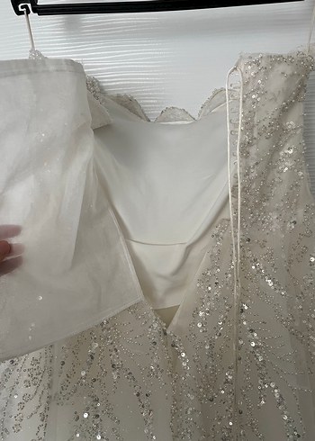 Işıltılı Straplez Uzun Gelinlik - Görsel 10