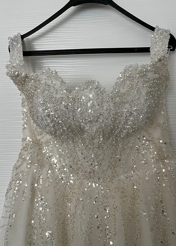 Işıltılı Straplez Uzun Gelinlik - Görsel 3