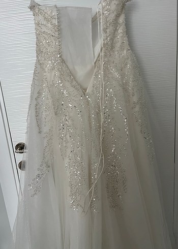 Işıltılı Straplez Uzun Gelinlik - Görsel 12