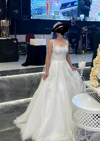 Işıltılı Straplez Uzun Gelinlik - Görsel 18