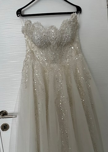 Işıltılı Straplez Uzun Gelinlik - Görsel 5