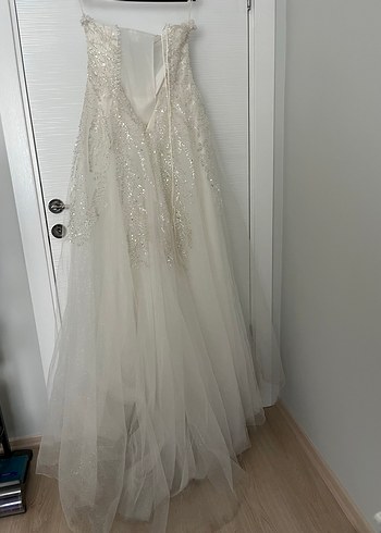 Işıltılı Straplez Uzun Gelinlik - Görsel 11