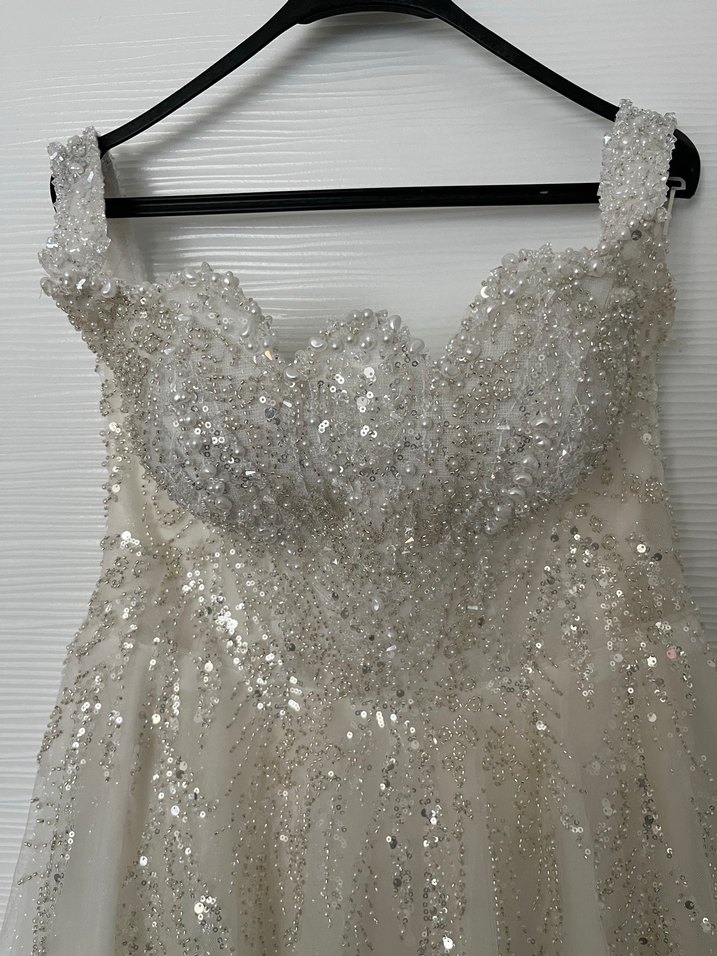 Işıltılı Straplez Uzun Gelinlik - Görsel 3