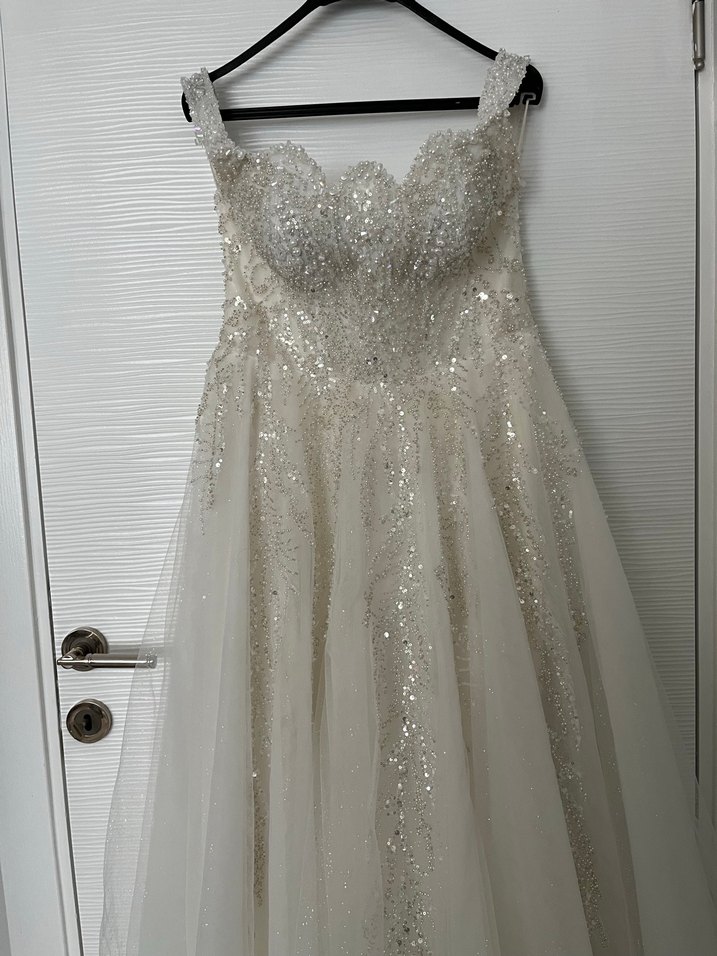 Işıltılı Straplez Uzun Gelinlik - Görsel 2