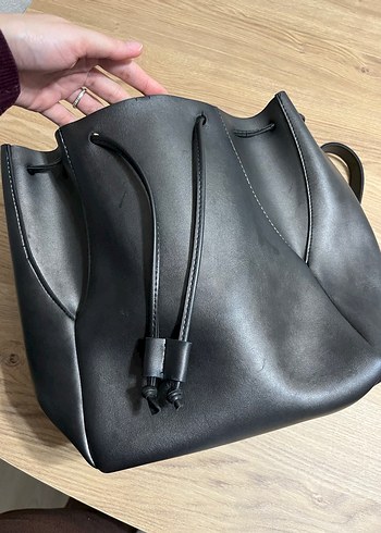 Gri metalik Deri Kadın Sırt Çantası - Görsel 2