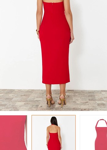 Uzun Kırmızı Kalem Elbise - Görsel 3