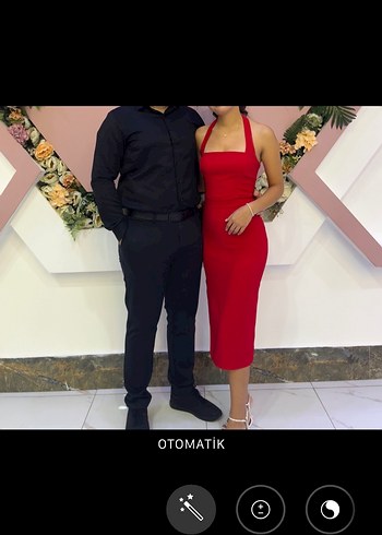 Uzun Kırmızı Kalem Elbise - Görsel 5