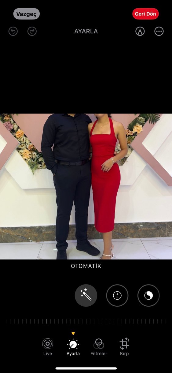 Uzun Kırmızı  Kalem Elbise - Görsel 5