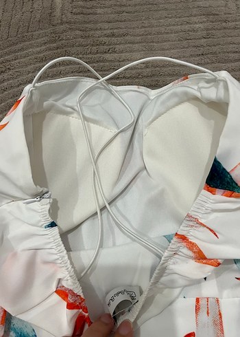 Beyaz Çiçek Desenli Midi Bohem Elbise - Görsel 8