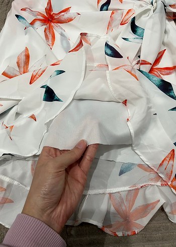 Beyaz Çiçek Desenli Midi Bohem Elbise - Görsel 5