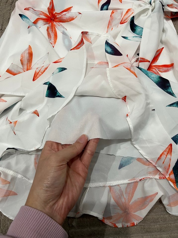 Beyaz Çiçek Desenli Midi Bohem Elbise - Görsel 5