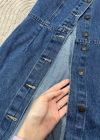 Mavi Düğmeli Kot Elbise - Görsel 6