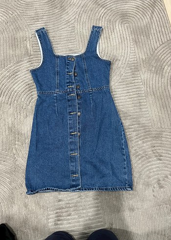 Mavi Düğmeli Kot Elbise - Görsel 2