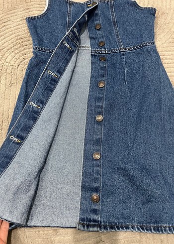 Mavi Düğmeli Kot Elbise - Görsel 3