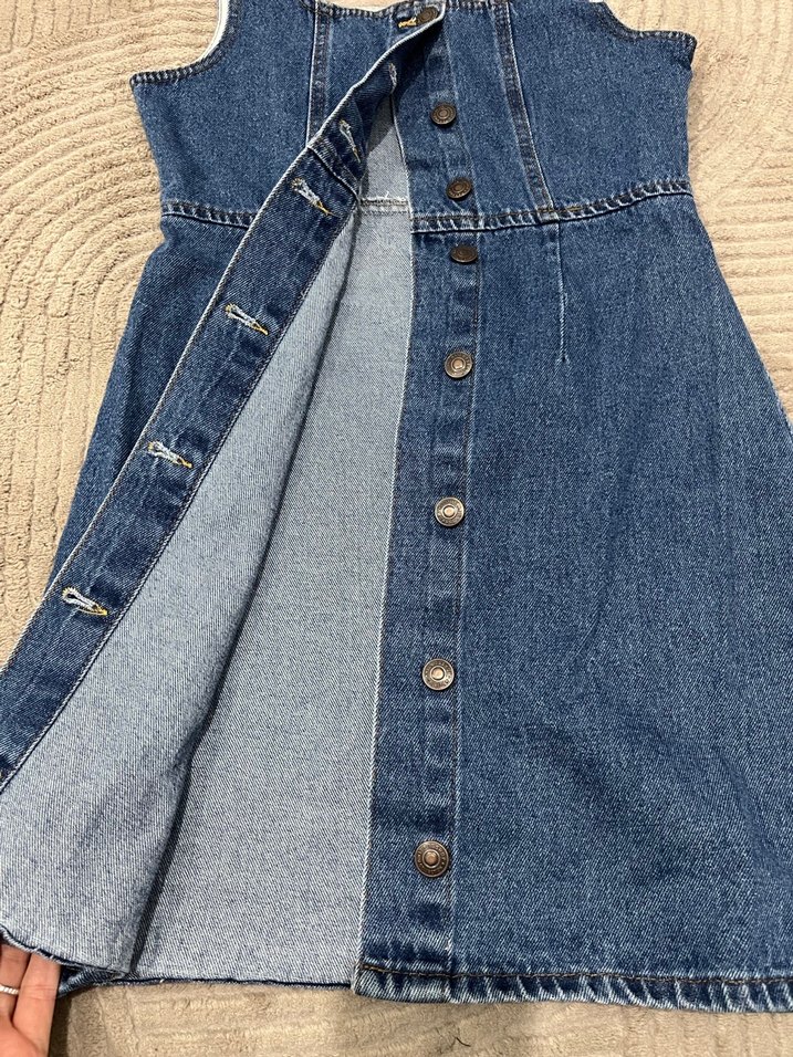 Mavi Düğmeli Kot Elbise - Görsel 3