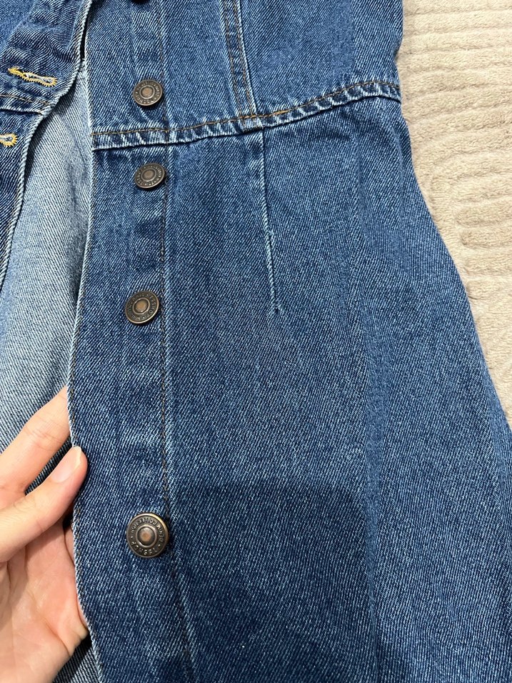 Mavi Düğmeli Kot Elbise - Görsel 5