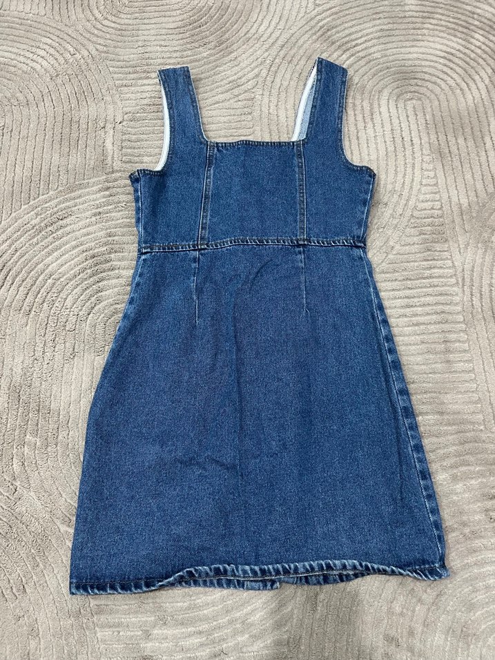 Mavi Düğmeli Kot Elbise - Görsel 4