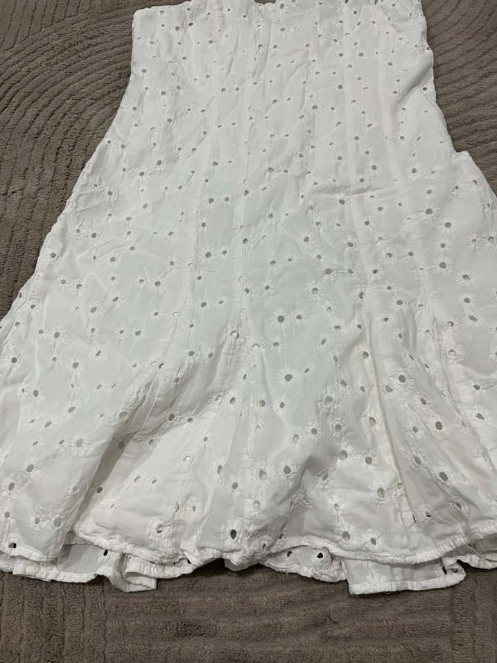 Beyaz Bohem Mini elbise Halter Yaka - Görsel 4