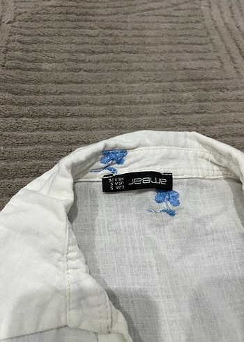 Nakışlı Beyaz Keten Kadın Gömlek - Görsel 2