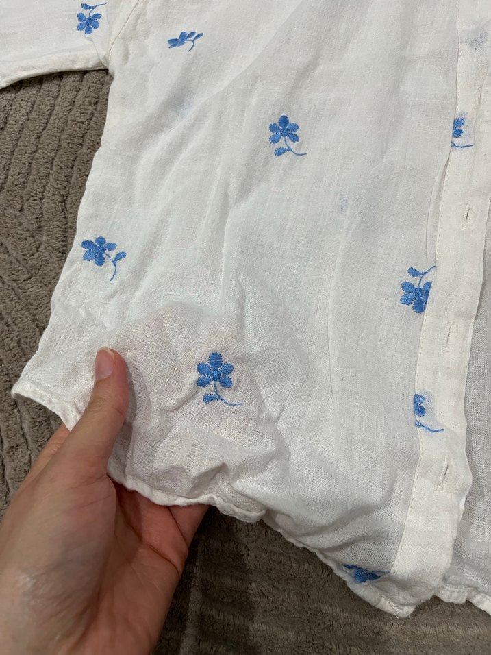 Nakışlı Beyaz Keten Kadın Gömlek - Görsel 3