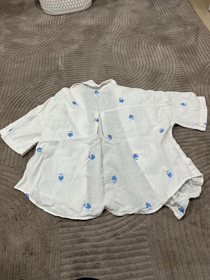 Nakışlı Beyaz Keten Kadın Gömlek - Görsel 4