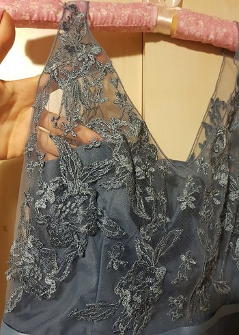 36 Beden lacivert Renk Oleg Cassini Midi Abiye Elbise