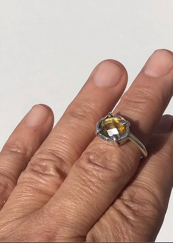 Sarı Topaz El yapımı Gümüş Kadın Yüzük