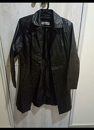 38 beden siyah deri uzun ceket