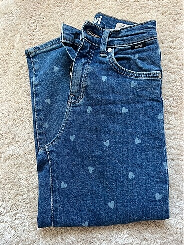 Mavi mom jean kalpli kot jean pantolon