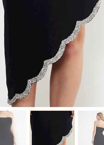 Straplez Siyah Abiye Elbise - Görsel 4