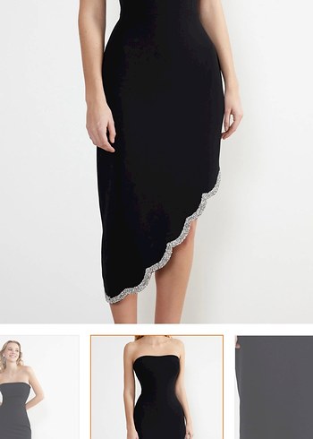 Straplez Siyah Abiye Elbise - Görsel 3