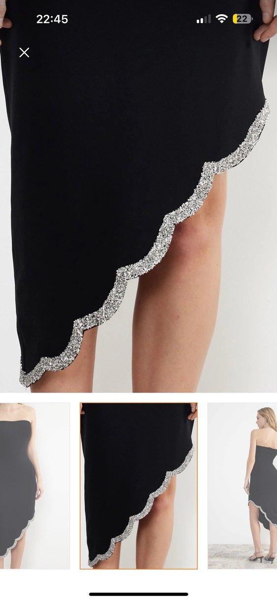 Straplez Siyah Abiye Elbise - Görsel 4