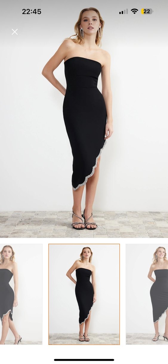 Straplez Siyah Abiye Elbise - Görsel 2