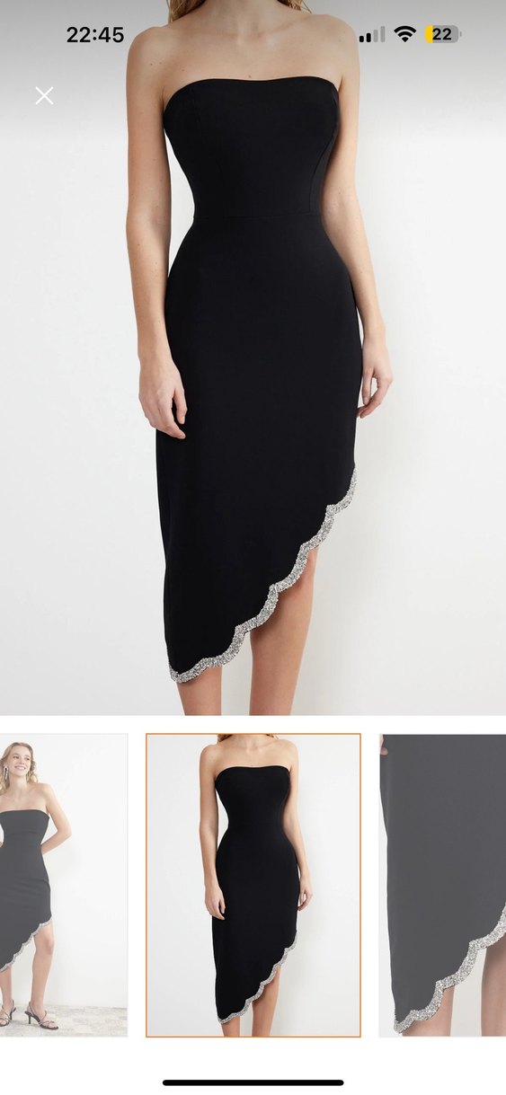 Straplez Siyah Abiye Elbise - Görsel 3