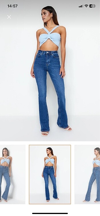 36 Beden Milla mavi renk flare jean pantolon
