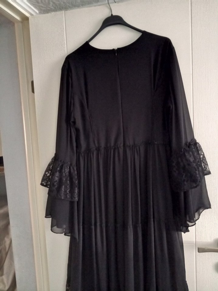 Diger Siyah Uzun Kollu Gotik Elbise - Görsel 5