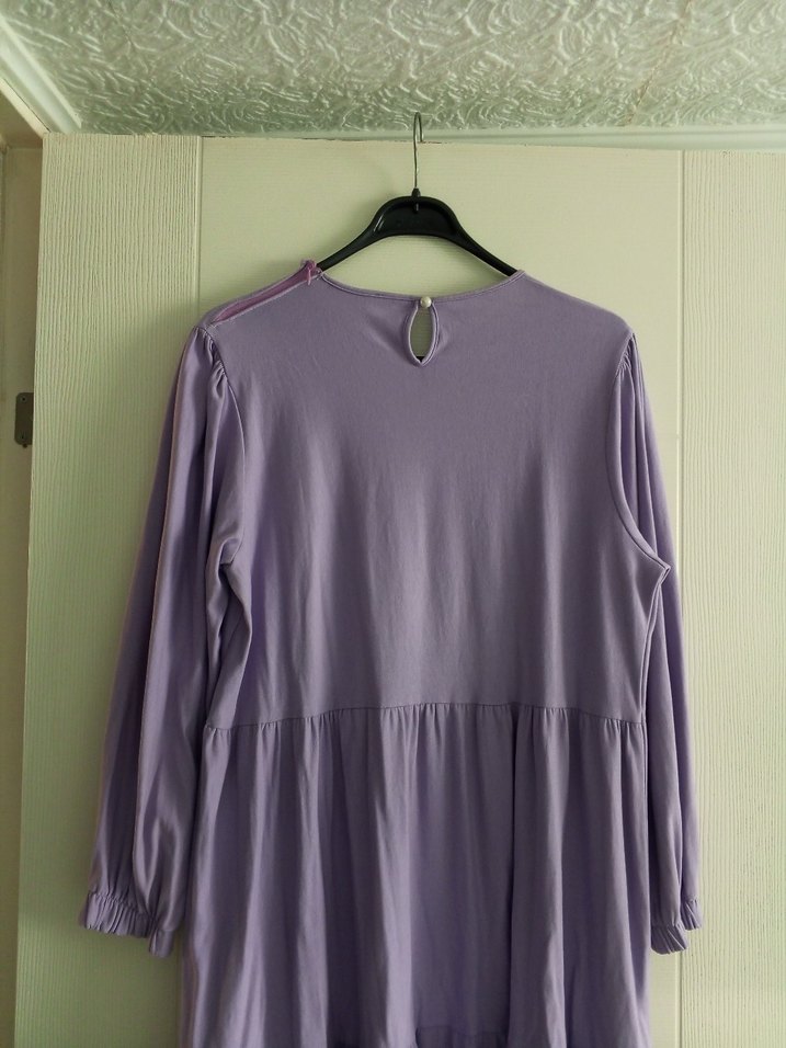 Uzun Kollu Lila Kadın Uzun Elbise - Görsel 2