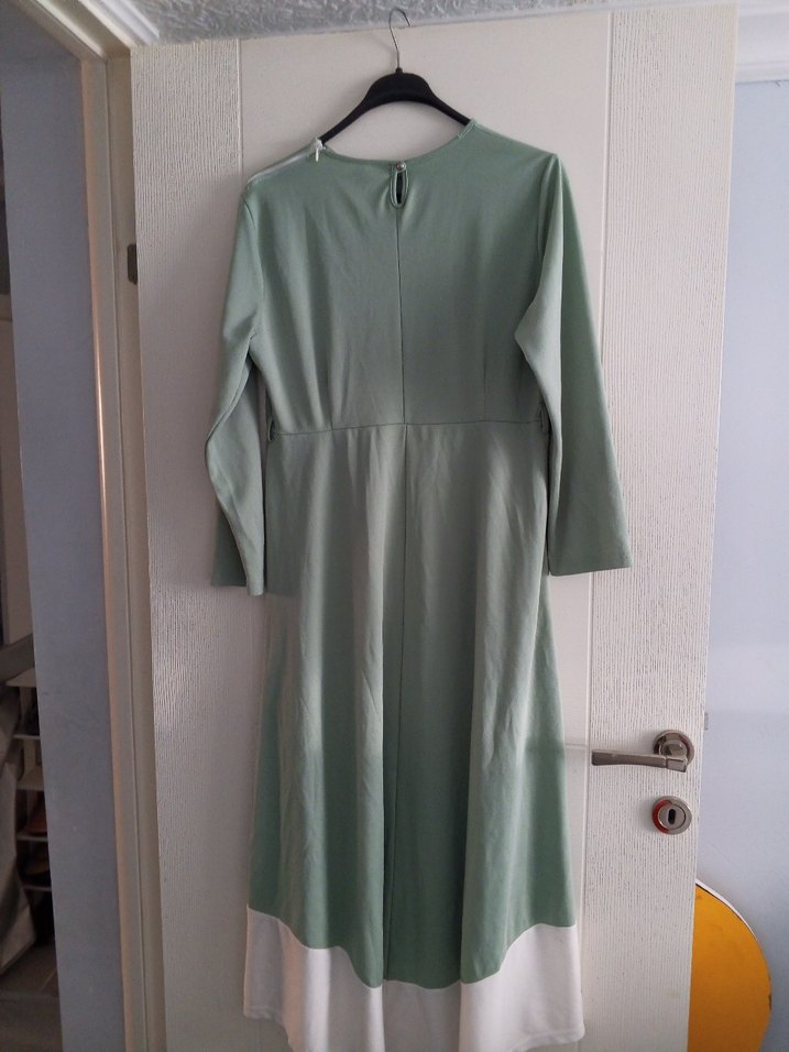 Drapeli Uzun Kollu Yeşil Kadın Elbise - Görsel 2