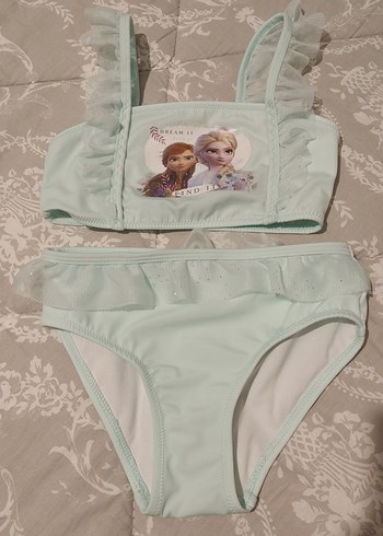 Kız Çocuk Turkuaz Baskılı Bikini