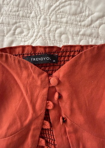 Kiremit Keten Düğmeli Bohem Bluz - Görsel 3