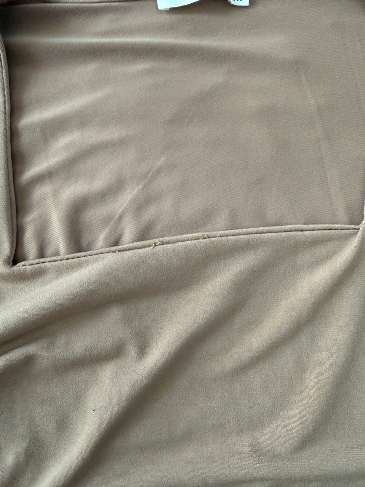 Bej Kadın Uzun Kollu Drapeli Bluz - Görsel 3