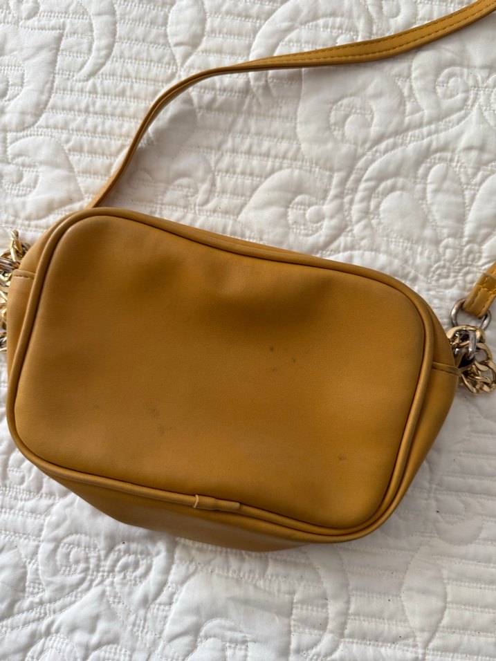 Sarı Deri Nakışlı Kadın Çantası - Görsel 3