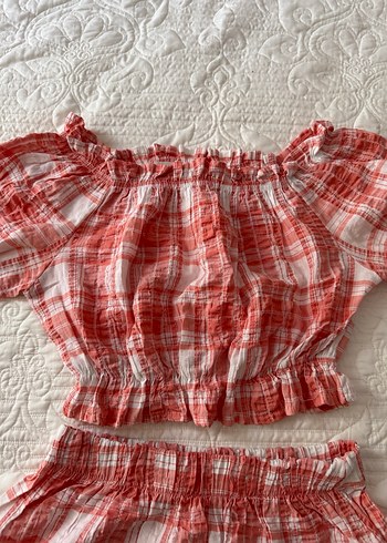 Kırmızı ekoseli Bohem Keten takım - Görsel 2