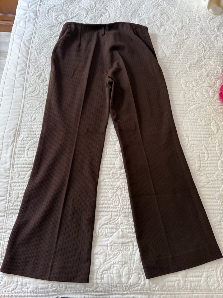 Kadın Kahverengi Pilili Kumaş Pantolon - Görsel 2