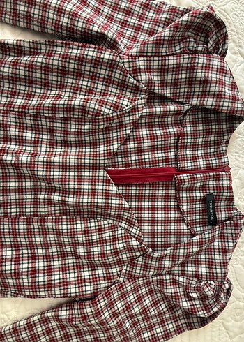 Bordo Ekose Desenli Uzun Kollu Midi Elbise - Görsel 2