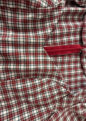 Bordo Ekose Desenli Uzun Kollu Midi Elbise - Görsel 5