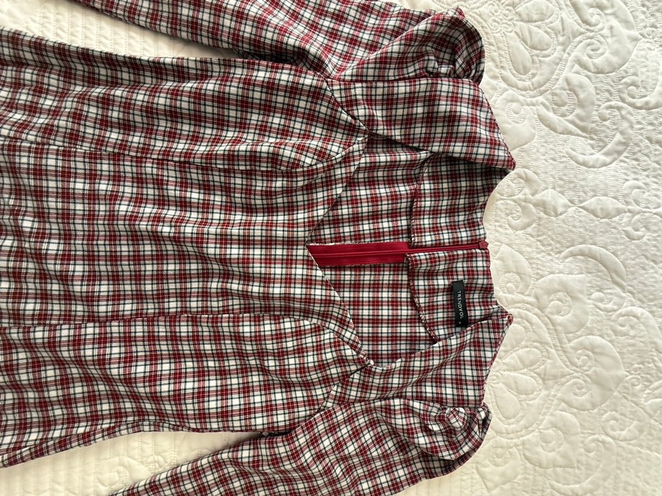 Bordo Ekose Desenli Uzun Kollu Midi Elbise - Görsel 2